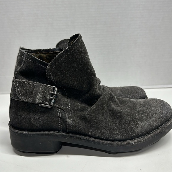 Fly London Ankle Boots Shoes Booties Suede Side Zip Buckle Gray Size 38 US 8 - Picture 4 of 11